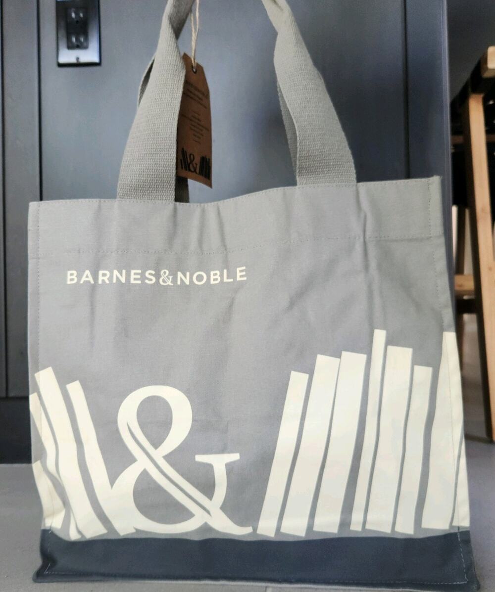 Barnes & Noble Exclusive 100% Organic Cotton Grey Canvas Tote 15” x 14”